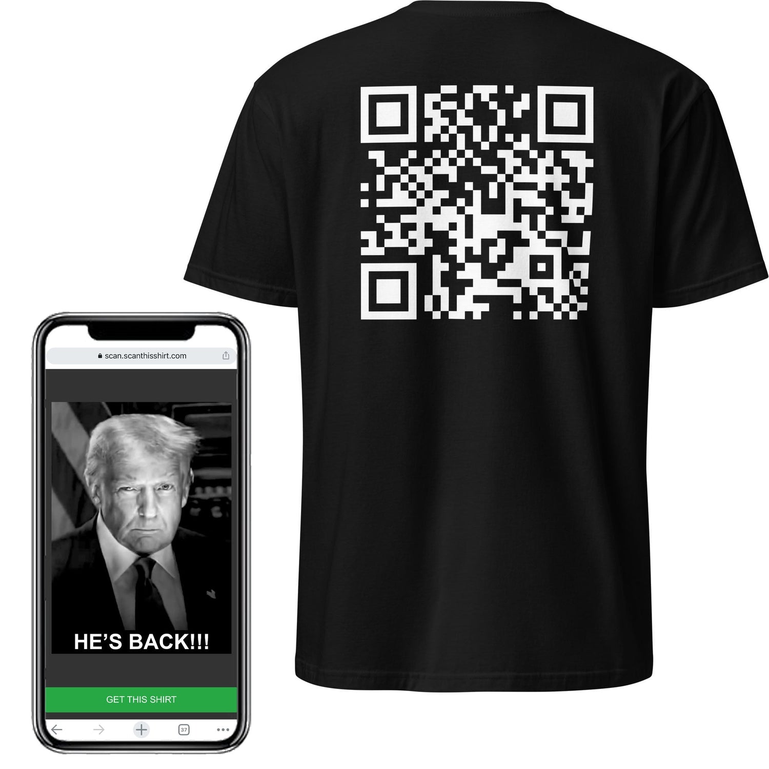 Trump - HE'S BACK!!! QR Shirts